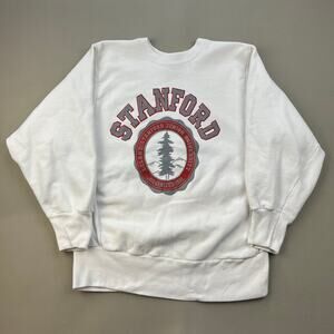 Vintage Stanford University Sweatshirt Adult Medium White College Cardinal 90s